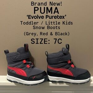 BRAND NEW! Toddler / Kids PUMA Evolve Puretex Easy-On Waterproof Snow Boot - 7C